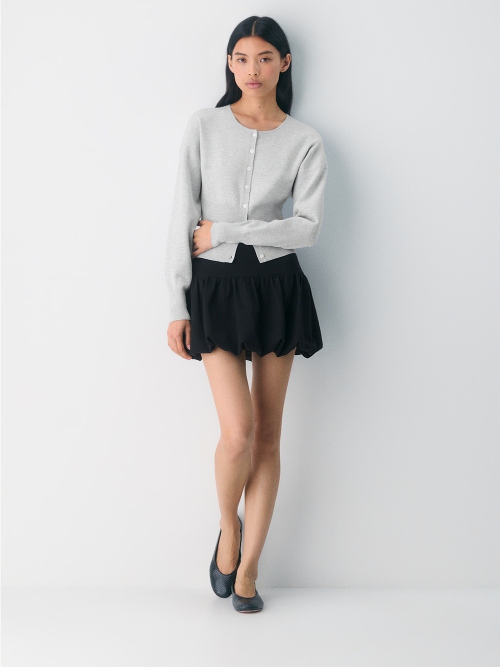 Aritzia Wilfred Golightly Cardigan Wonder Yarn NWT sz M in Heather Chrome - Picture 2 of 4